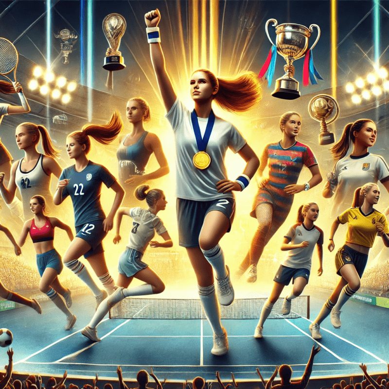 Illustrazione di donne nello sport di atlete famose e pagate in contesto sportivo.