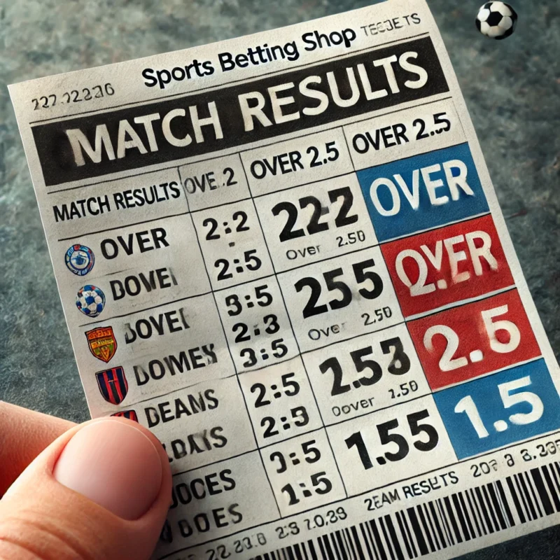 schedina con diversi esiti, tra cui "Over 2.5" e "Under 1.5" scommesse