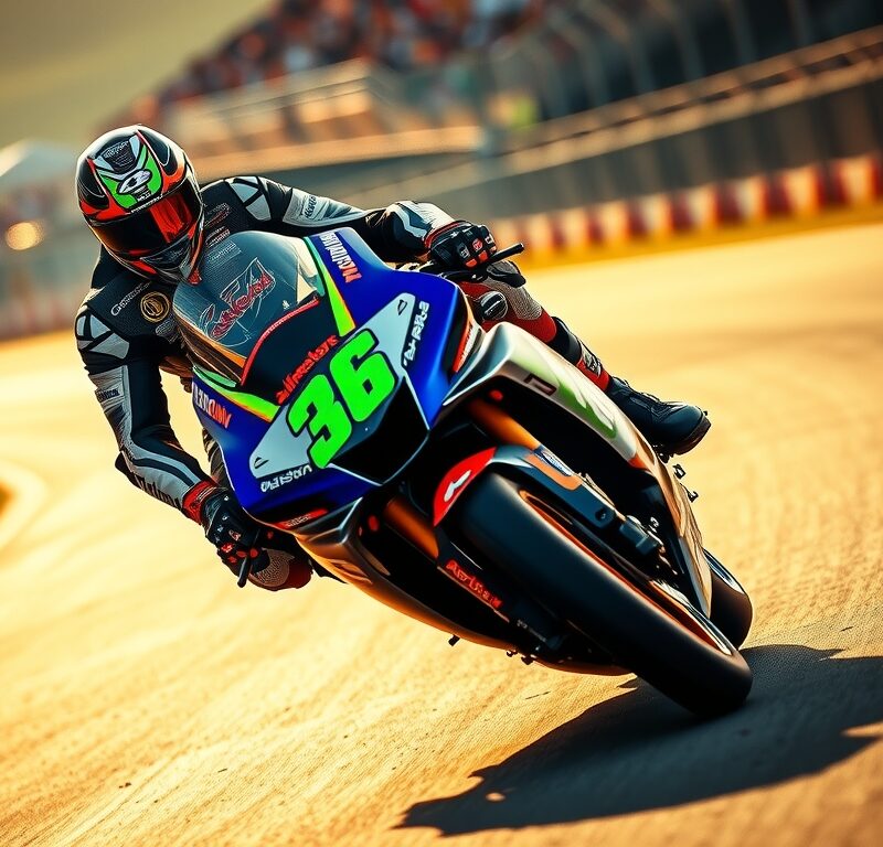MotoGp e alimentazione: Pilota di Moto Gp su Pista mentre corre a grande velocità durante la gara