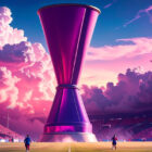 Quote Europa League Campo da calcio con tifosi sugli spalti e la Coppa Europa League al centro durante una partita intensa.