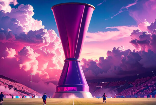 Quote Europa League Campo da calcio con tifosi sugli spalti e la Coppa Europa League al centro durante una partita intensa.