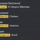 Schedina combo calcio con quote combinate 1X Goal, Over 2.5 e Under 2.5 su partite internazionali