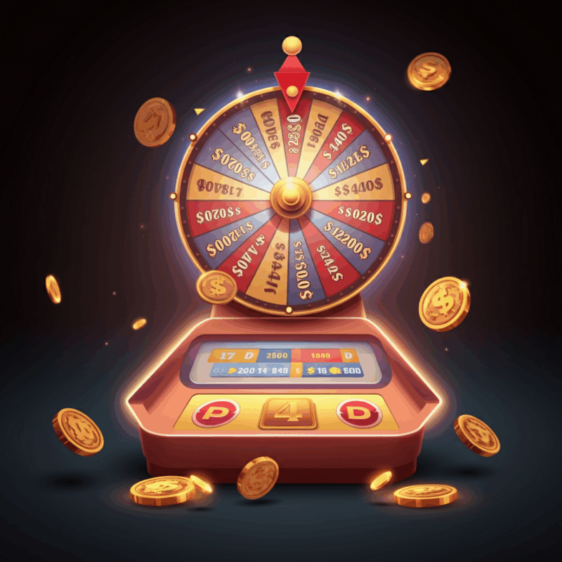 Ruota colorata e segmentata con premi visibili, progettata per rappresentare l'energia e il divertimento dell'esperienza online della ruota della fortuna.