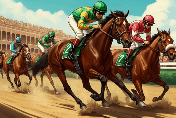 Corse di cavalli in un ippodromo italiano affollato, scommesse ippica.