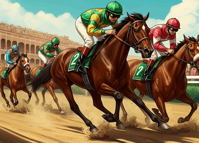 Corse di cavalli in un ippodromo italiano affollato, scommesse ippica.