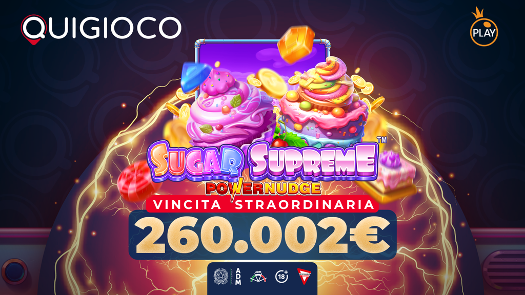 Vincita Sugar Supreme: Montepremi da record di 260.002 euro