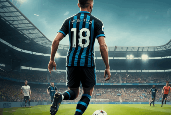 Come gioca Diouf, centrocampista dell'Inter, visto di spalle in azione durante una partita, indossa la maglia nerazzurra con nome e numero visibili, sullo sfondo uno stadio con tifosi che fanno il tifo