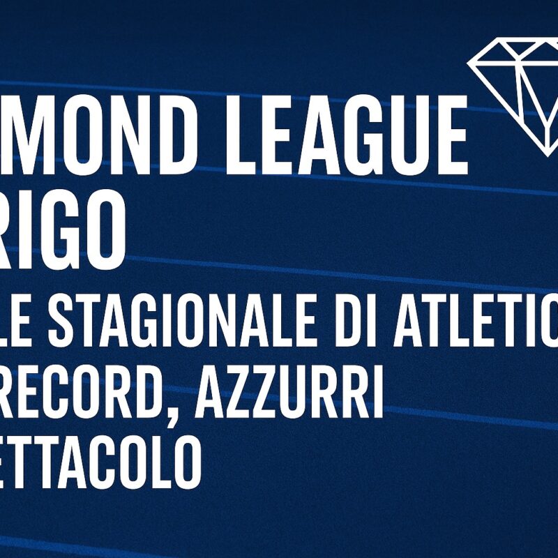 Banner promozionale della Diamond League Zurigo con titolo della finale stagionale di atletica, tra record, azzurri e spettacolo