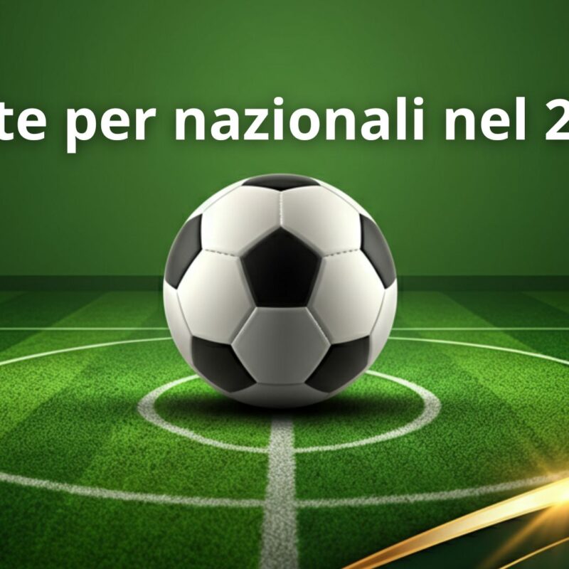 Soste per nazionali nel 2025: Pallone da calcio su campo verde con accenti dorati e design moderno dinamico