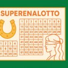 vincnita supernalotto. Schedina SuperEnalotto in stile illustrato con ferro di cavallo dorato e la Dea Bendata, simboli di fortuna e vincita