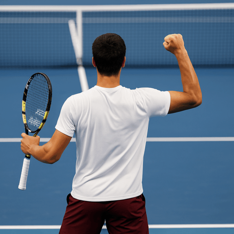 Alcaraz supera Sinner, giocatore di tennis esulta sul campo dopo la vittoria che lo porta al primo posto del ranking mondiale