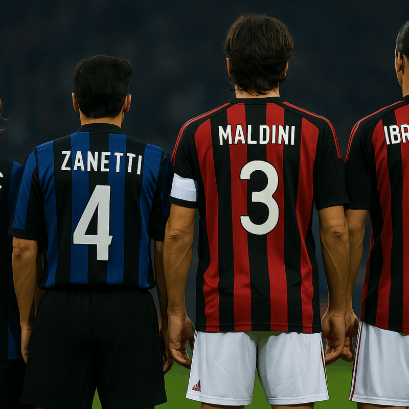 Giocatori di spalle in campo che rappresentano I quarantenni del derby.