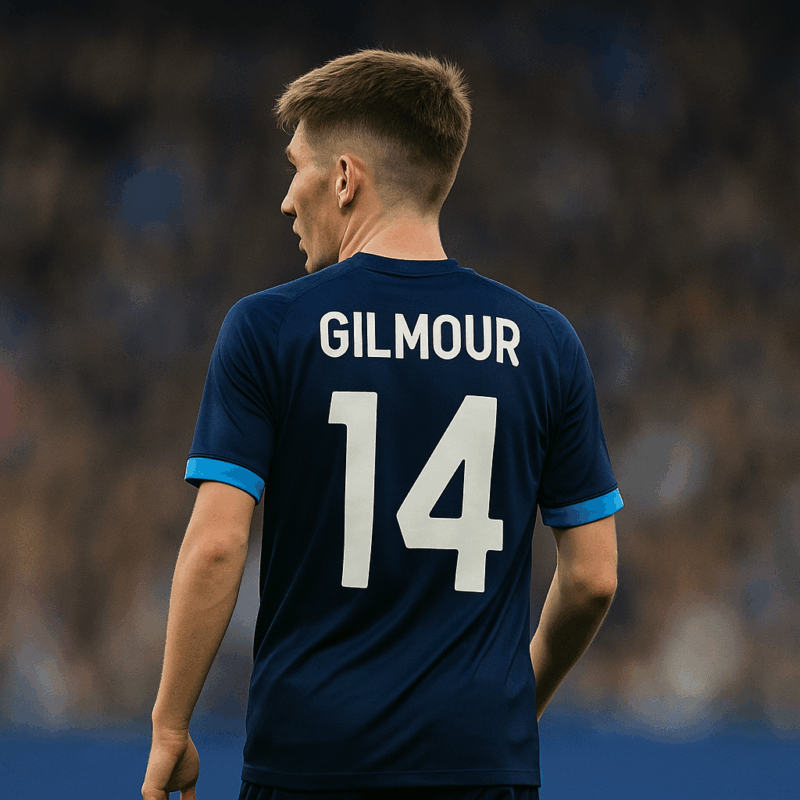 Infortunio di Gilmour: il centrocampista visto di spalle con la maglia numero 14 mentre lascia il campo durante una partita del Napoli.