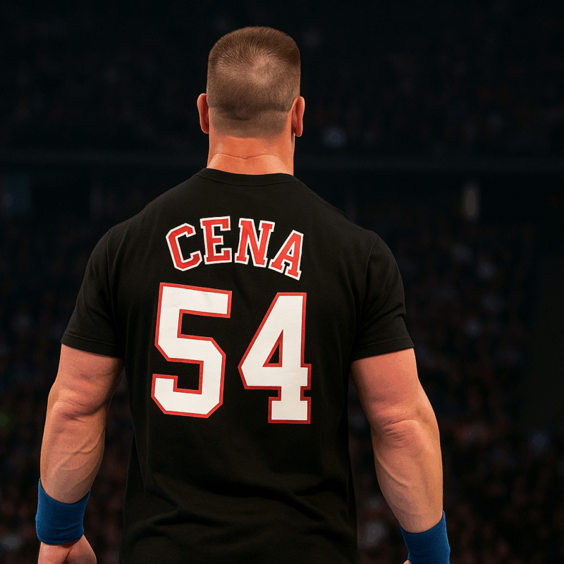 John Cena visto di spalle sul ring durante un match, simbolo della sua lunga carriera e delle oltre 1.800 vittorie — quanti match ha vinto John Cena.