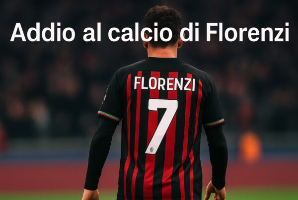 Giocatore visto di spalle con maglia rossonera simile al Milan, mentre saluta il pubblico durante il Ritiro Alessandro Florenzi.