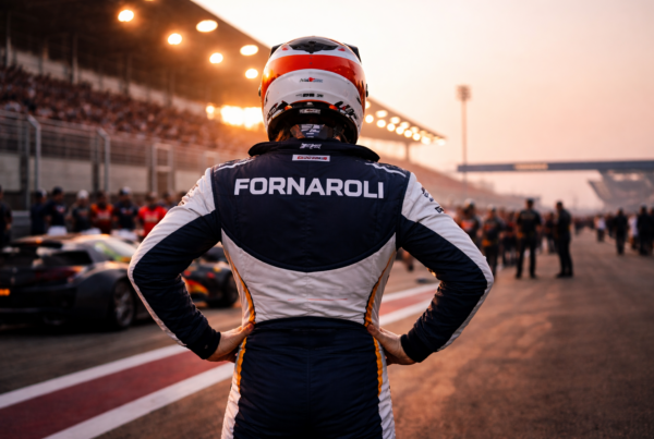 Chi è Leonardo Fornaroli: pilota di spalle nel paddock prima di una gara