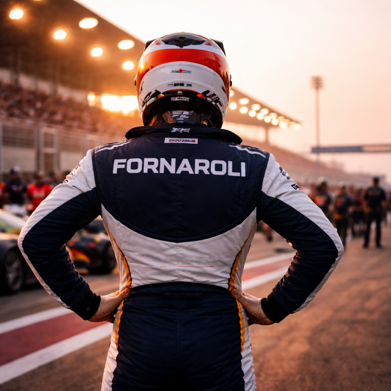 Chi è Leonardo Fornaroli: pilota di spalle nel paddock prima di una gara