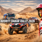 Favoriti Dakar Rally 2026 in azione tra moto, auto e camion nel deserto