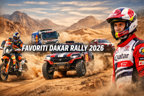 Favoriti Dakar Rally 2026 in azione tra moto, auto e camion nel deserto