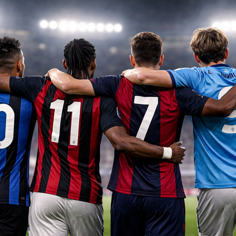 Miglior attacco della Serie A rappresentato da giocatori di spalle in campo durante una partita di calcio