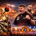 Atmosfera del Mondiale Freccette 2026 all’Alexandra Palace con bersaglio e pubblico