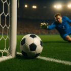 Pallone oltre la linea di porta con portiere che tenta il salvataggio dall’interno, immagine simbolo del caso Muntari gol e dei gol fantasma.