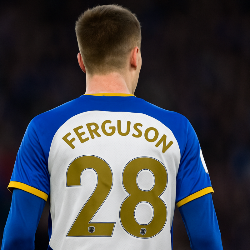 Perché Ferguson torna al Brighton: Evan Ferguson di spalle con maglia Brighton, nome e numero visibili