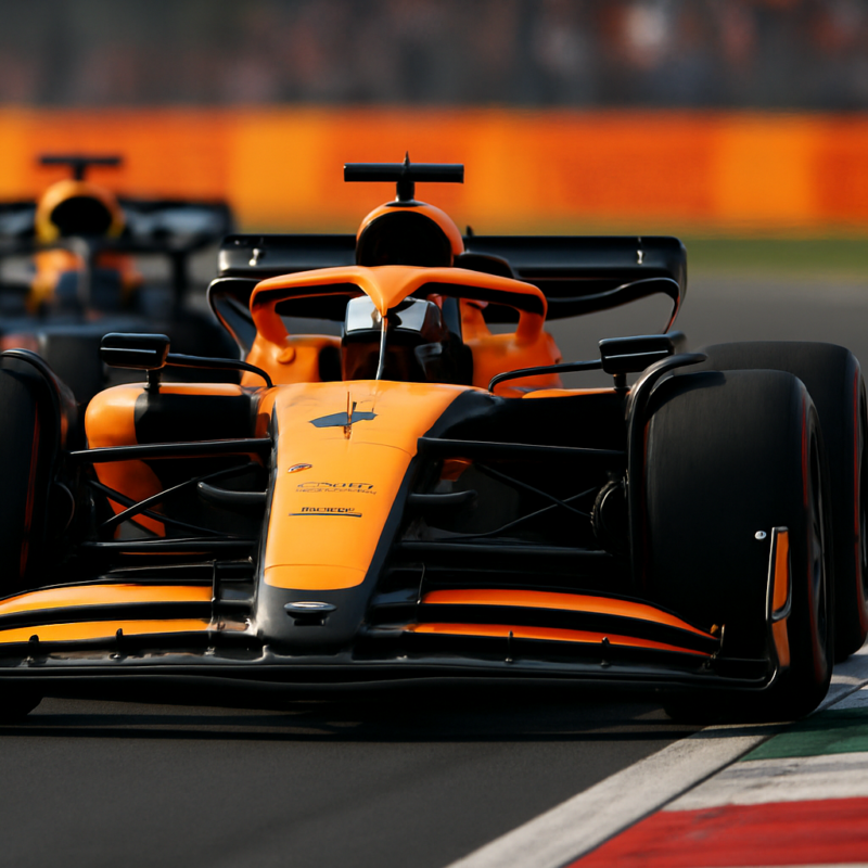 Quanto costa gareggiare in F1: due monoposto in pista durante un sorpasso ad alta velocità