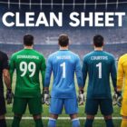 Portieri di spalle allineati sulla linea di porta in uno stadio illuminato, simbolo del clean sheet e delle porte inviolate nel calcio moderno.