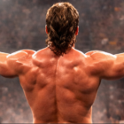 Ring di wrestling illuminato con figura stilizzata di spalle che rappresenta la carriera di Eddie Guerrero.