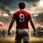 Carlos Caszely di spalle in uno stadio cileno sotto tensione, tra tifosi e presenza militare durante la dittatura di Pinochet