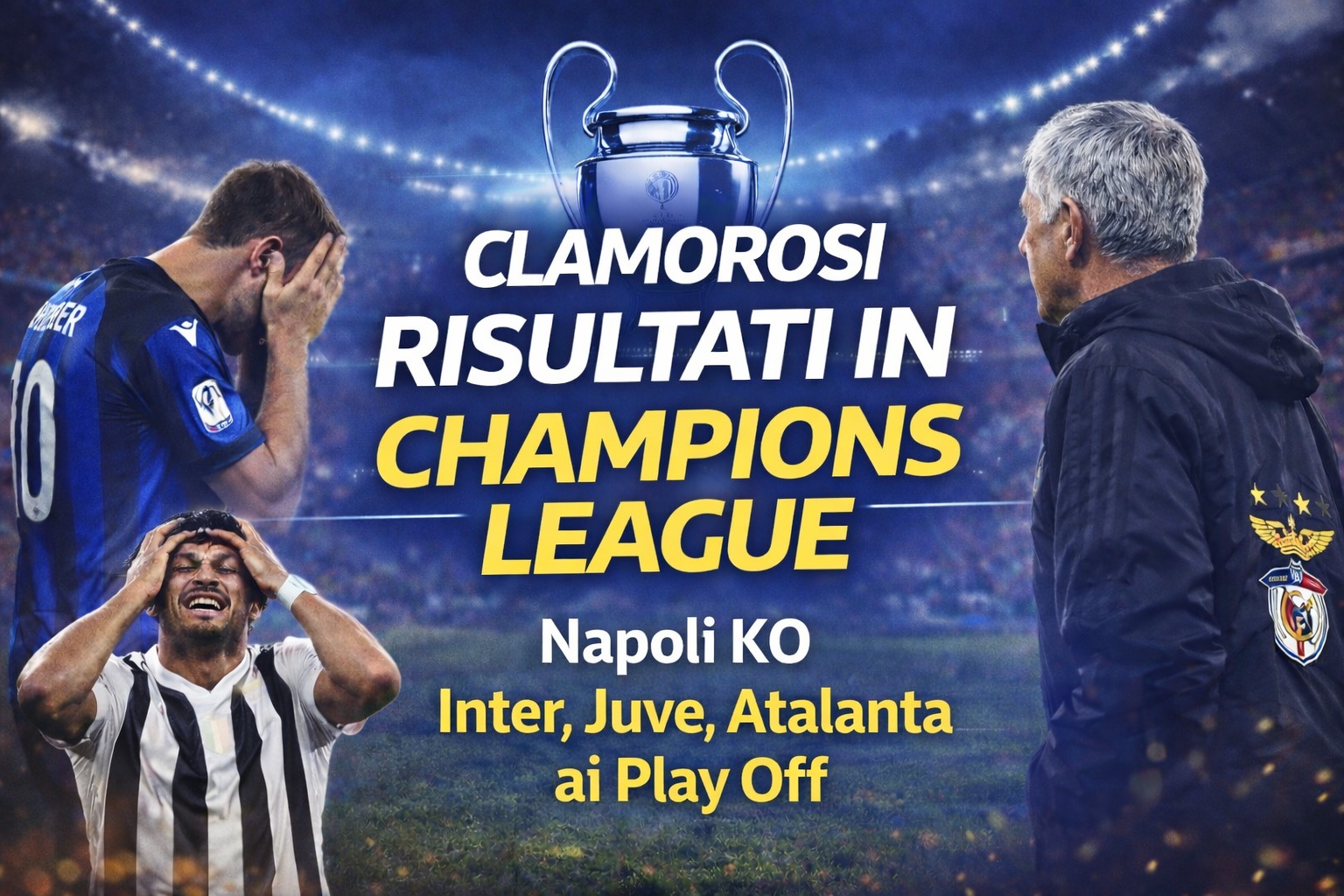 Risultati italiane in Champions: Inter Juve e Atalanta ai Play Off