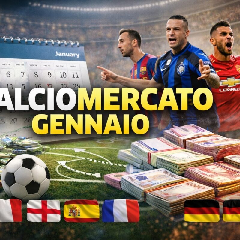 Calciomercato gennaio con giocatori simbolo dei grandi club europei, calendario di chiusura, trattative e scambi tra i principali campionati.