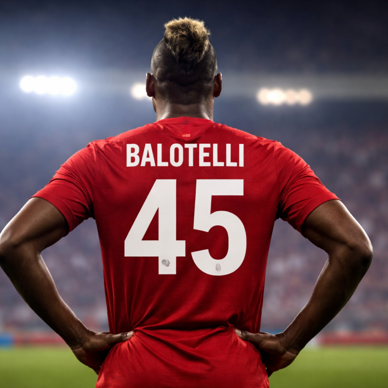Che fine ha fatto Balotelli: Mario Balotelli di spalle in uno stadio, simbolo di una carriera fuori dagli schemi