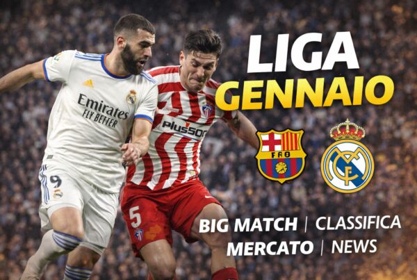 Liga gennaio con sfida tra Real Madrid e Atlético Madrid, big match, classifica e mercato invernale.