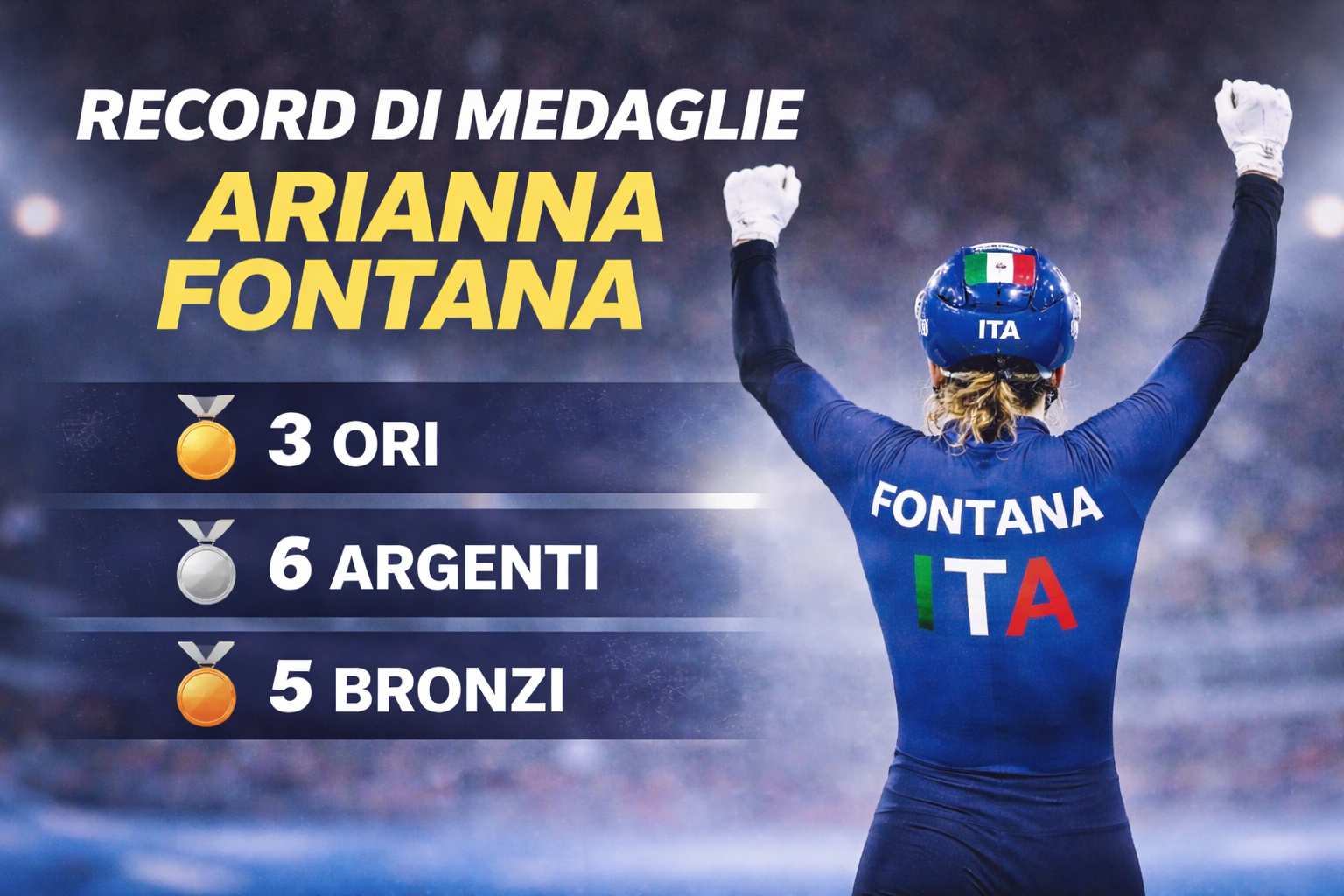 Il Record di medaglie di Arianna Fontana entra ufficialmente nella storia delle Olimpiadi
