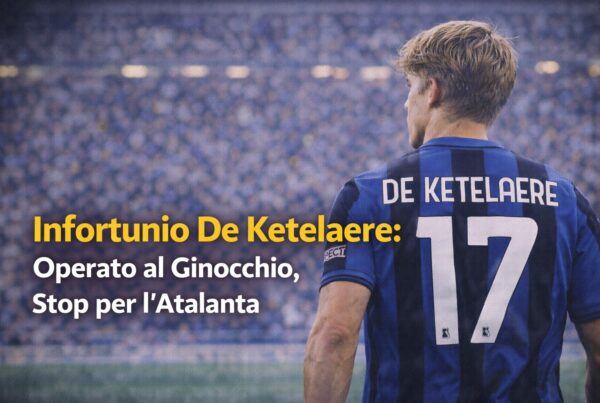 De Ketelaere con la maglia Atalanta numero 17 e titolo Infortunio De Ketelaere Operato al Ginocchio, Stop per l’Atalanta