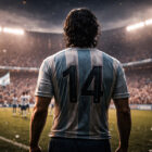 Leopoldo Luque di spalle sul campo durante il Mondiale 1978, stadio illuminato e atmosfera carica di tensione