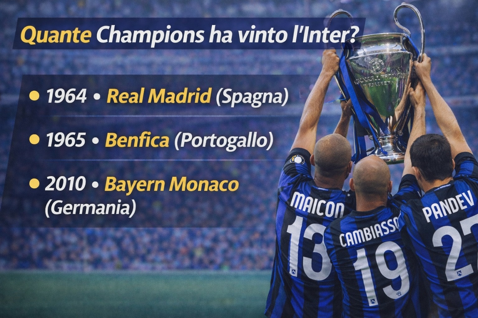 Quante Champions ha vinto l’Inter? Tutti i trionfi nerazzurri