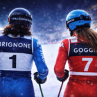 Rivalità Goggia-Brignone: Sofia Goggia e Federica Brignone di spalle sulla neve prima di una gara di sci
