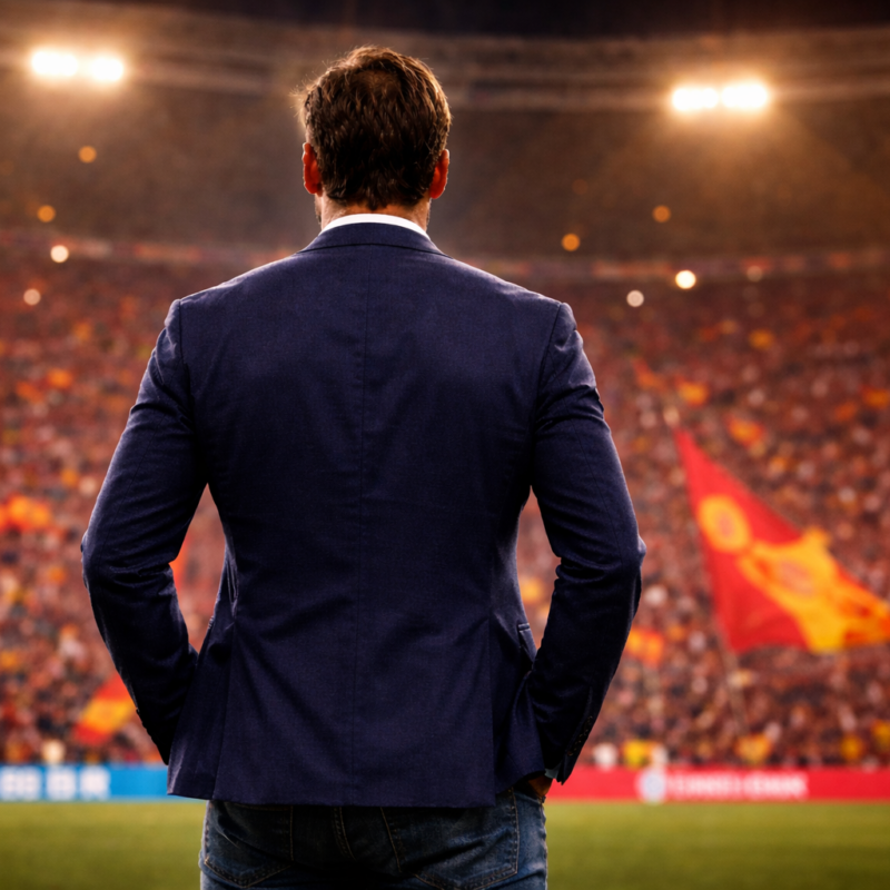 Totti di spalle allo Stadio Olimpico mentre guarda i tifosi: Totti torna alla Roma