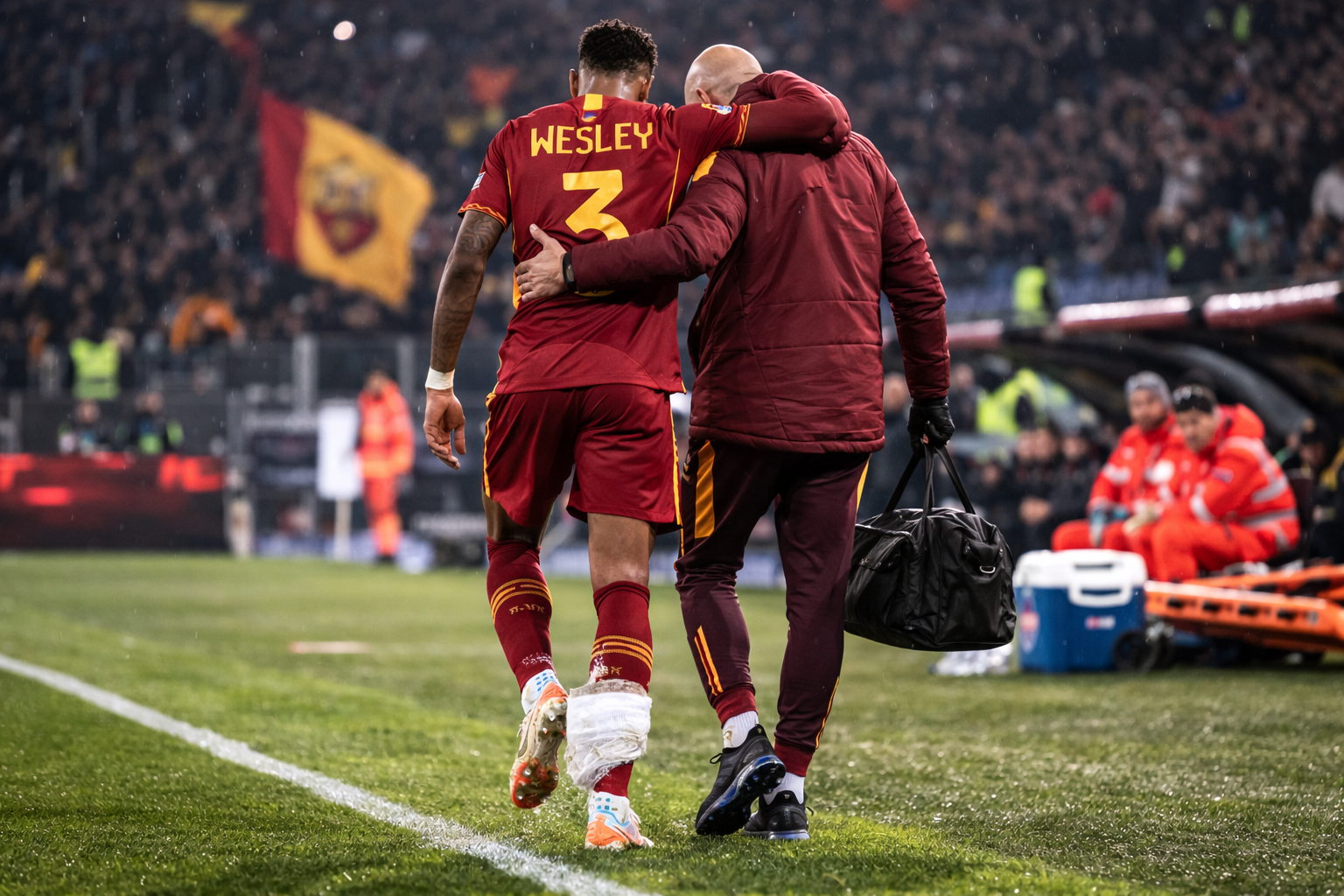 Infortunio Wesley dopo Napoli-Roma: condizioni e tempi di rientro