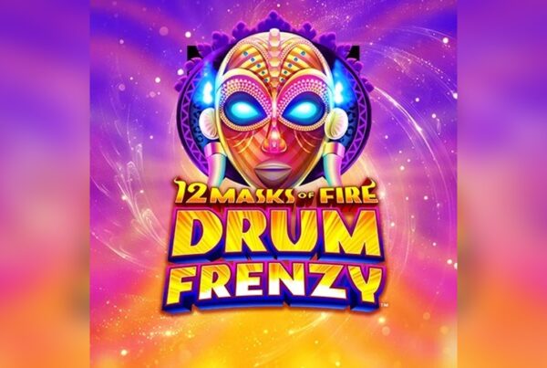 Slot 12 Masks Of Fire Drums Frenzy con maschera tribale e grafica colorata disponibile su Quigioco