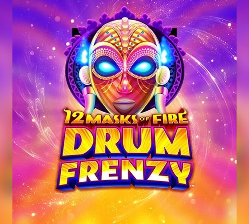 Slot 12 Masks Of Fire Drums Frenzy con maschera tribale e grafica colorata disponibile su Quigioco