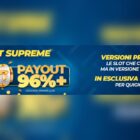Vincite Slot Supreme di Quigioco banner con RTP 96% e slot premium