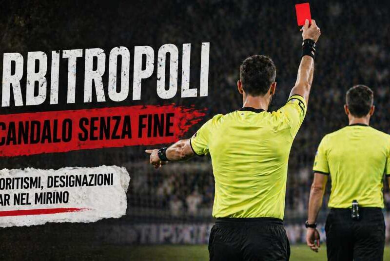 Arbitropoli: arbitro di spalle espelle un collega mostrando il cartellino rosso in campo