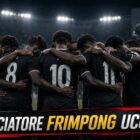Il calciatore Frimpong ucciso: squadra di calcio in cerchio di spalle in segno di lutto con banner commemorativo in basso