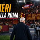 Ranieri addio alla Roma: allenatore di spalle esce dal campo con tifosi giallorossi sugli spalti