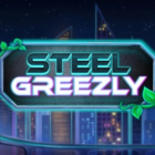 Slot Steel Greezly di WorldMatch con logo futuristico e ambientazione urbana