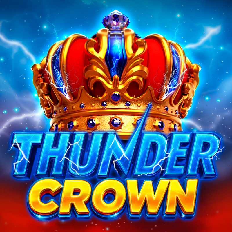 Slot Thunder Crown con corona dorata, fulmini e logo Endorphina